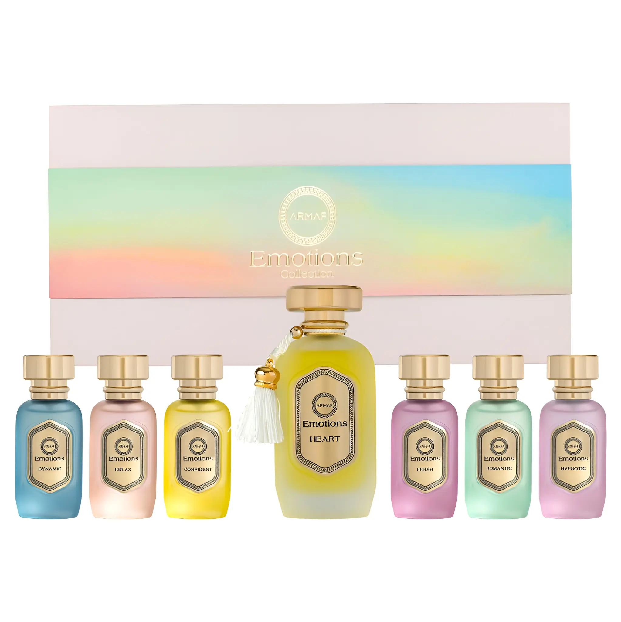 Armaf Heart of Emotions 7-Piece Eau de Parfum Giftset for Women (Set Contains: 3.4 Oz Heart, 0.5 Oz Dynamic, 0.5 Oz Dynamic, 0.5 Oz Relax, 0.5 Oz Confident, 0.5 Oz Fresh, 0.5 Oz Romantic, 0.5 Oz Hypnotic)