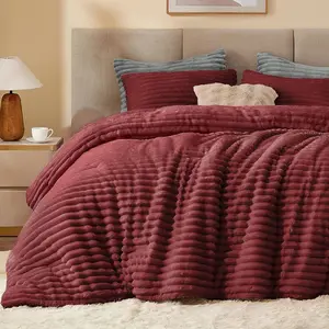 Bebelite King comforter-Super  warm fluffy Burgundy, fuzzy heavy for winter with 2 pillow cases