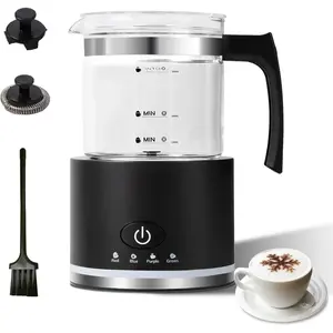 4 in 1 Milk Frother and Steamer, Milk Steamer,16.9OZ/500ml Automatic Warm and Cold Foam Maker for Coffee,Latte, Cappuccino, Macchiato, Hot Chocolate, Dishwasher Safe (Black)