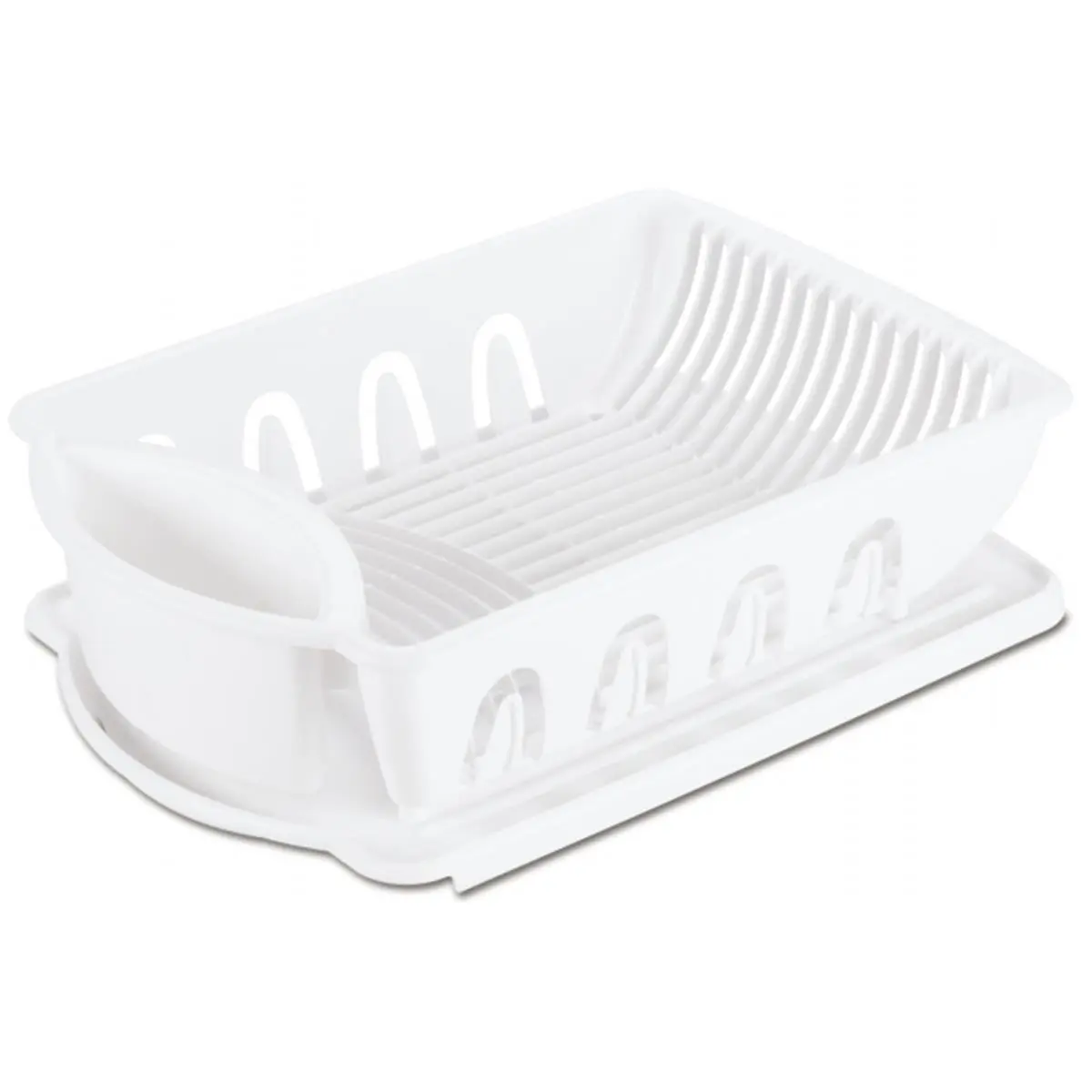 Sterilite 06418006 2-Piece Sink Organiser Set, Home Storage Solution with Grooved Dish Drying Rack and Drain Board