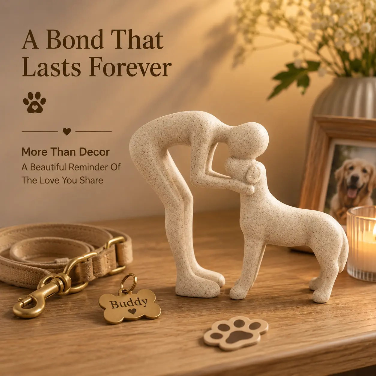 Dog Memorial Gift Resin Sculpture, Pet Loss Sympathy Figurine, Remembrance Keepsake Statue for Dog Lovers, Dog Mom Gift, Pet Memorial Decor for Bookshelf, Living Room, Office & Home