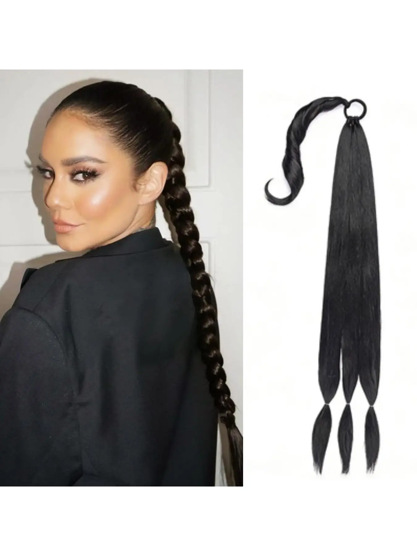 DIY Long Hair Braids Straight Extensions, Twisted Ponytail Hairpiece, Spiral Braid Hair Extension, Boxing Tail Braid, Synthetic Braiding Hair, Synthetic Braided Hairpieces, Synthetic Fiber Extensions, Synthetic Hairpieces