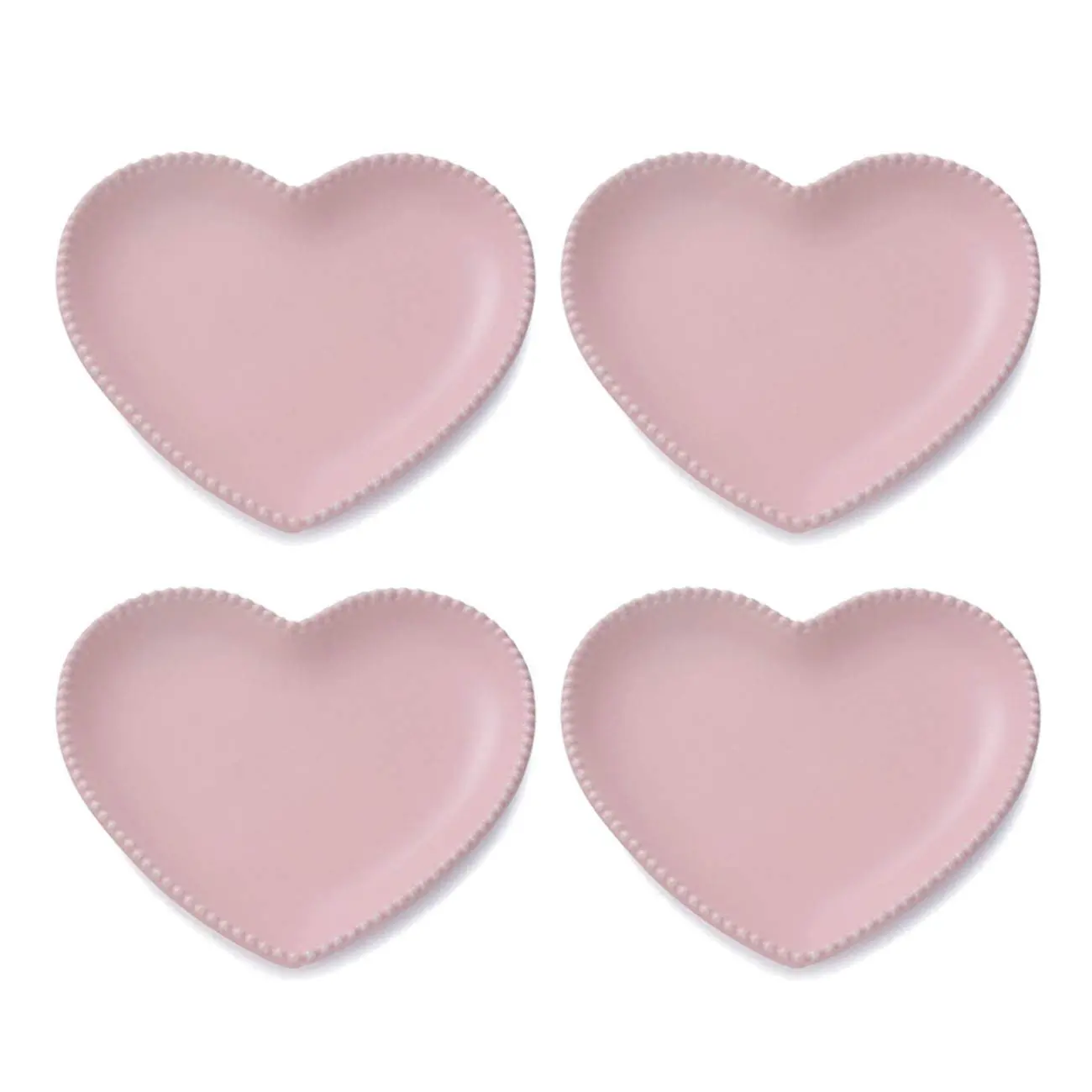 Elegant Ceramic Heart Shaped Salad Plate/Dessert Plate for Home Kitchen Party Xmas-7 Inch-Set of 4