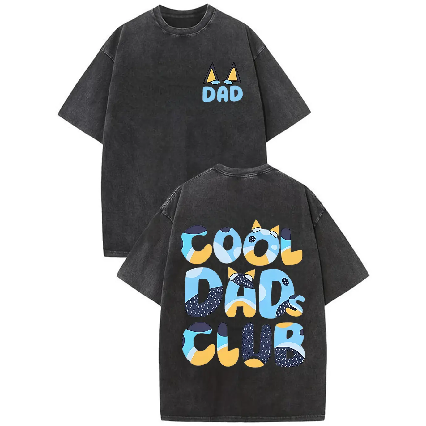 Bluey Cool Dads Club Double-Sided Tee Funny Dad Gift Cartoon T-Shirt For Men Top Casual Shortsleeve Streetwear CrewneckGift, All Seasons