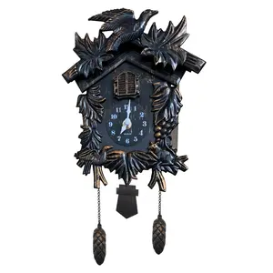 WALPLUS Chiming Classic Black Vintage Cuckoo Wall Clock Hanging Bird Clock Home Decor Christmas Clock Gift Adjustable Pendulum Decoration