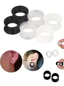 Ultra-Thin Silicone Ear Tunnels, Flexible Flesh Tunnel Expanders, Stretching Gauge Earlets, Plug Gauges Kit for Men & Women, 6g-25mm, Body Piercing Jewelry