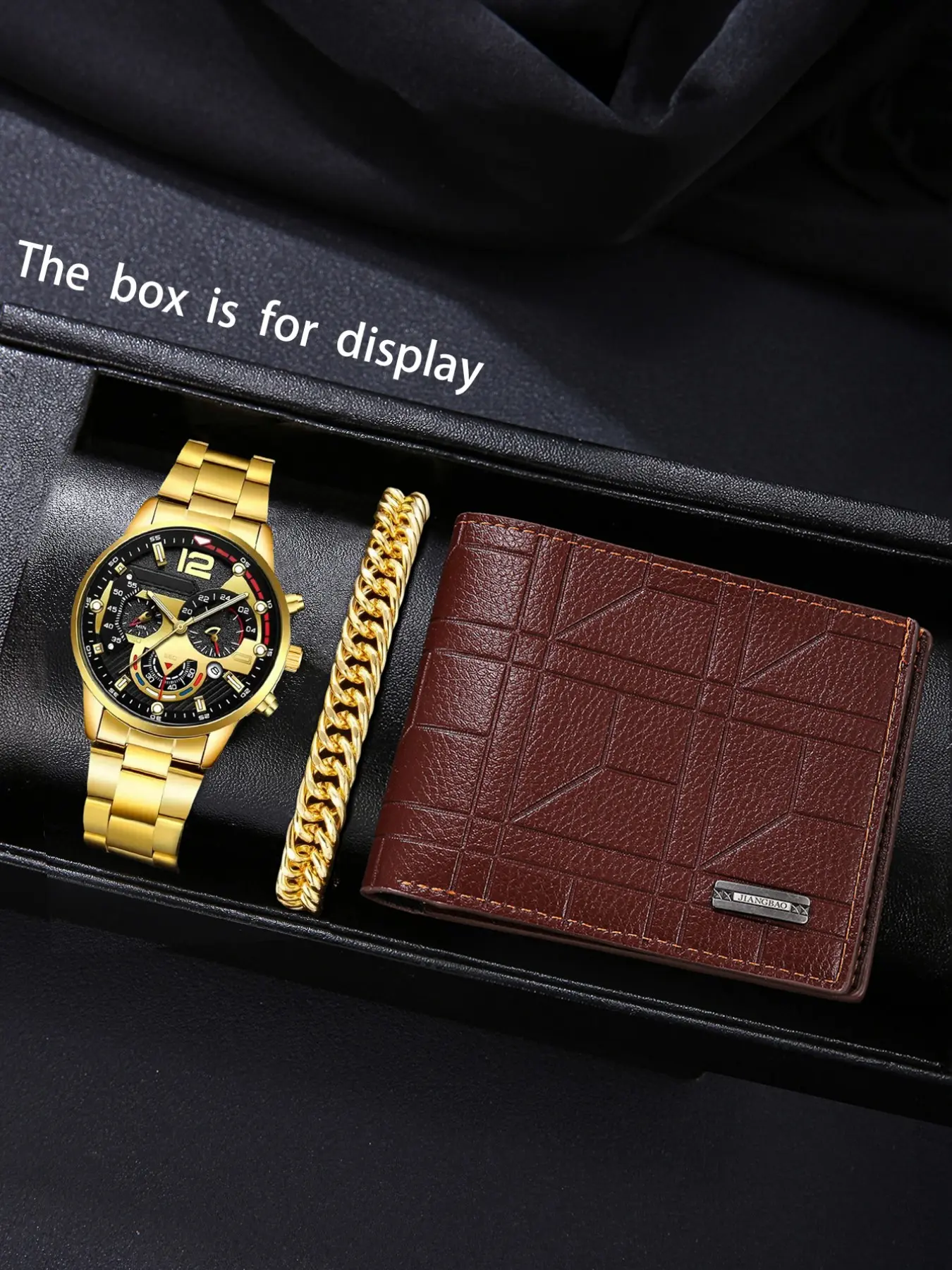Luxury Watch Set with Elegant Jewelry and Practical Wallet, Analog Quartz Movement, Zinc Alloy Case, Men's Fashion Accessory