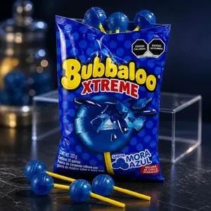 Bubbaloo Xtreme Blackberry Palette - Sabor Mora Azul, Relleno de Goma