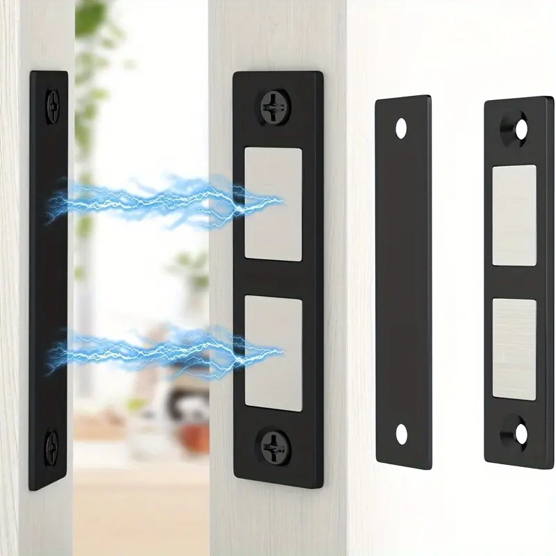Strong Magnetic Door Catch (5/10/15pcs), Black Heavy-Duty Door Security Lock for Wardrobes & Cupboards, Easy Screw-On Installation, Child & Pet Proof Kitchen Hardware