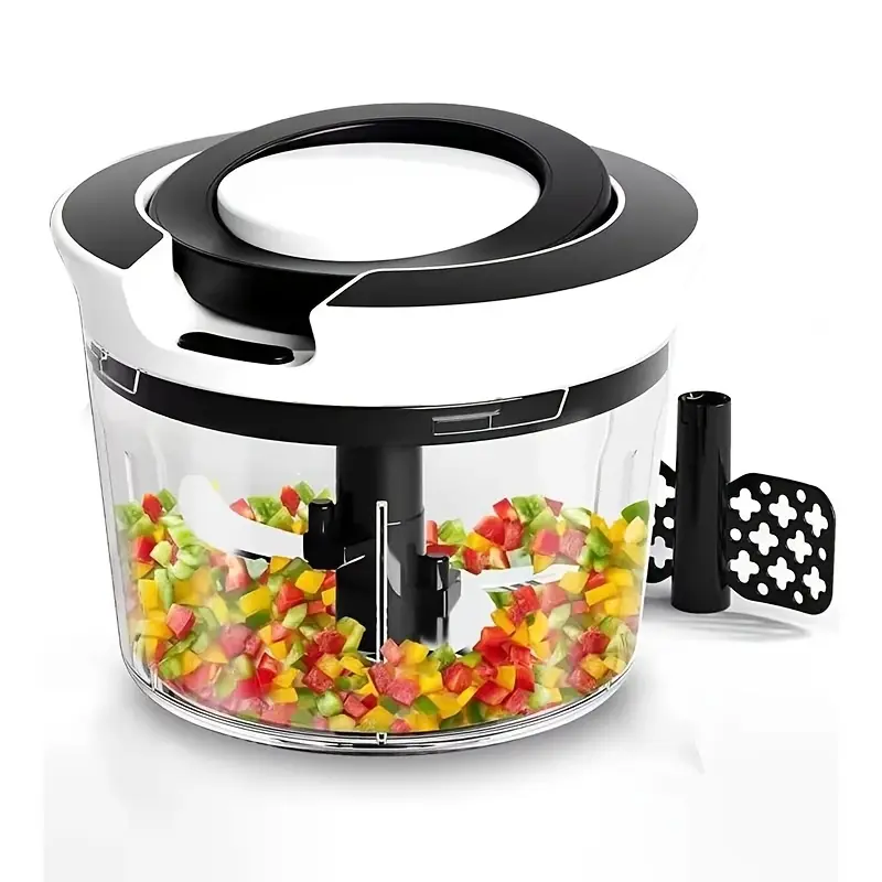 Handheld Multifunctional Kitchen Appliance - Manual Pull-String Food Processor with Durable Blade, Garlic Crusher, Meat Slicer, Vegetable-Fruit Chopper Dicer, Carrot Cutter, Large-Capacity Kitchen Utensil, Multifunctional Kitchen Appliances
