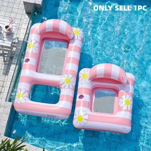 Large & Small Inflatable Pool Float Lounger for Adults & Kids, Floating Raft with Cup Holder & Footrest, Swimming Pool Rest Chair