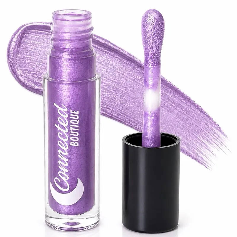 Connected Boutique Aligned Hydrating Lip Gloss Metallic Purple Tube Formula with Vitamin E & Jojoba Oil for Soft Radiant Lips