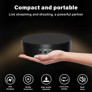 360 Degree Turntable Jewelry Holder, USB Powered Motorized Rotating Mirror Display Stand, Three-Speed Rotating Shooting, USB Charging, Panoramic Display, Mute Show