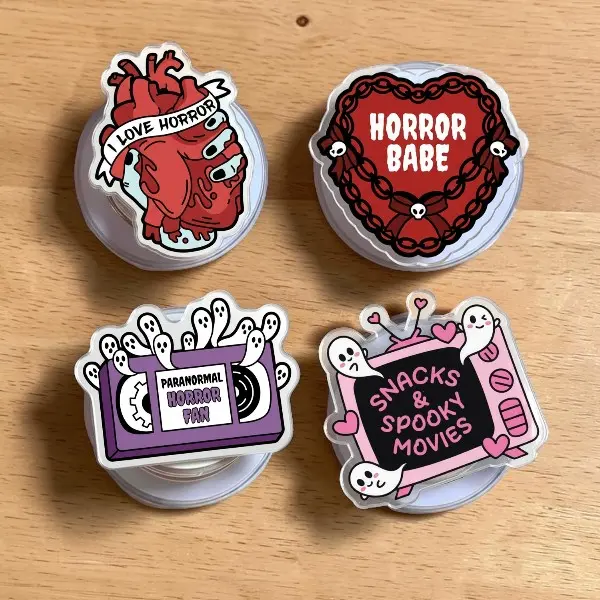 Horror Movie Magnetic Phone Grip & Stand, Spooky VHS Ghost Kindle Grip, Anatomical Heart Grip, Halloween Horror Fan Gift