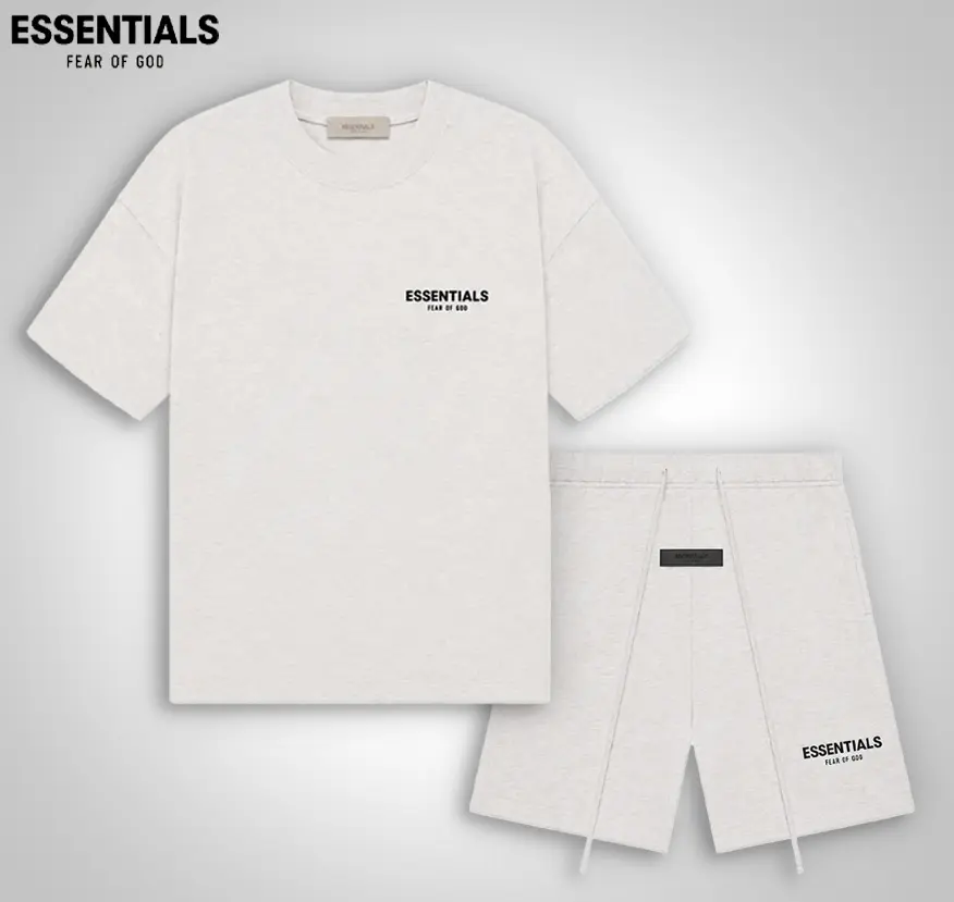 2 piece set Fear of God Essentials Tee & Sweatshort 100% Cotton Oversized Streetwear Unisex Matching Set Casual Loungewear Clothes Menswear