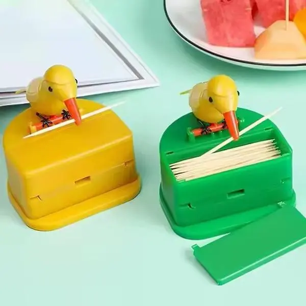 Bird Toothpick Dispenser - Simple Playful Design for Organized Toothpicks - Yellow & Green Options - Fun Accessory for Daily Use