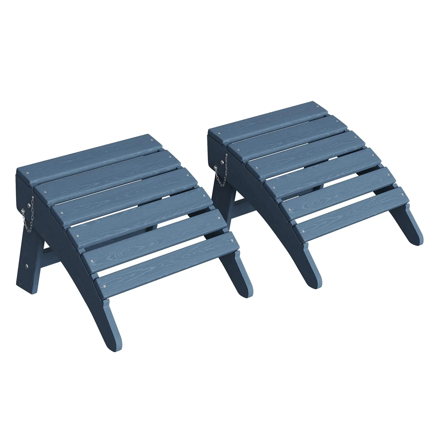 Garvee Set of 2 Folding Adirondack Ottomans - HDPE Patio Outdoor Furniture Footrests for Adirondack Chairs, All-Weather Resistant, Navy Blue for Deck, Backyard, Poolside