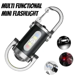 Multifunctional Keychain Flashlight, 1 Count Portable Waterproof Car Keychain Light with COB Side Light and 6 Lighting Modes, Portable Adjustable Tactical Flashlight
