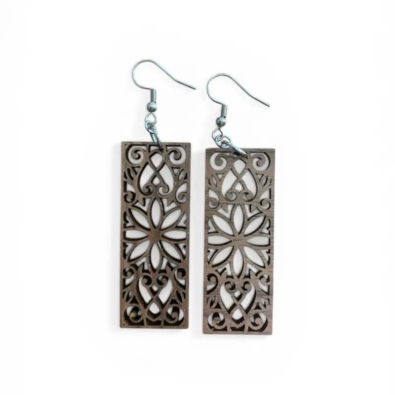 Medieval Renaissance Wooden Earrings - Intricate Design, Perfect for Any Occasion, Handcrafted with Care