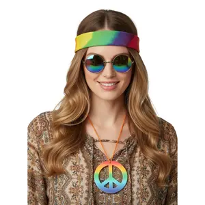 Colorful Costume Set Glasses + Necklace + Headband, Perfect for Halloween, Parties, Music Festivals, Birthday Gifts, Party Accessories