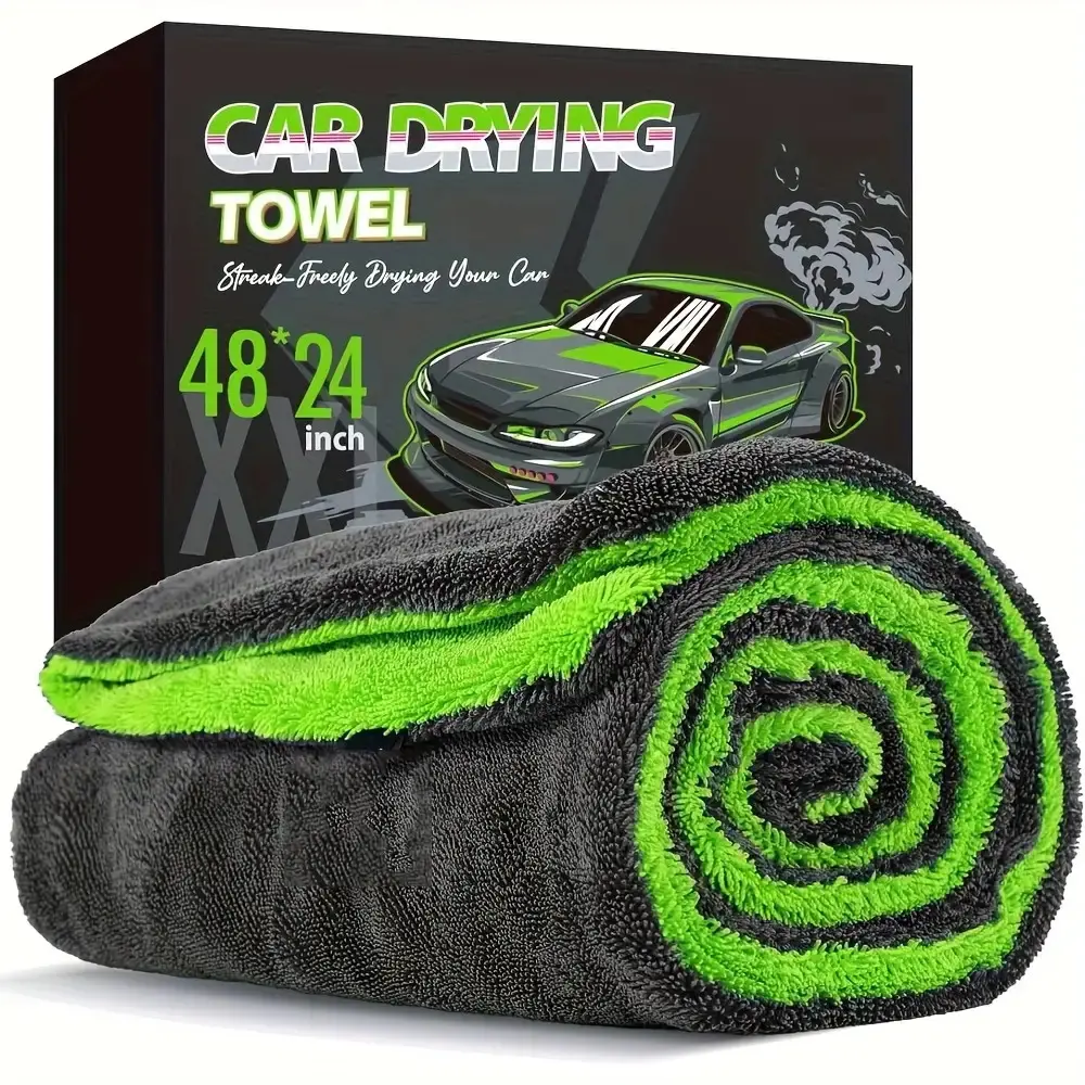 1400GSM Heavy-duty Automotive Drying Towel - Car Accessories, Auto Parts Accessories, 48x24 inch Extra-large Double-sided Ultra-fine Fabric, Scratch-resistant, Dries Quickly, Highly Absorbent, Machine Washable for Cars, SUVs, Ultra-Absorbent