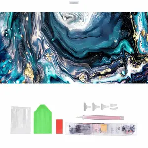 5D DIY Full Round Drill Blue Fluid Diamond Painting Kit, DIY Kits, 80x40cm Diamond Art Tools, Home Decor Needlework Craft for Toys & Hobbies
