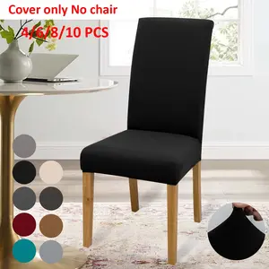4 Piece Set/6 Piece Set/8 Piece Set/10 Piece Set All-Season Plain Milk Silk Elastic Chair Covers, Stretch Chair Slipcovers, Easy Washable, Suitable for Hotel Restaurant Home Office Party Decoration