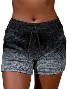 Women's Ombre Print Drawstring Waist Sports Athletic Training Shorts, Fitted Casual Comfy Breathable Shorts for Daily Outdoor Wear, Ladies Bottoms for All Seasons
