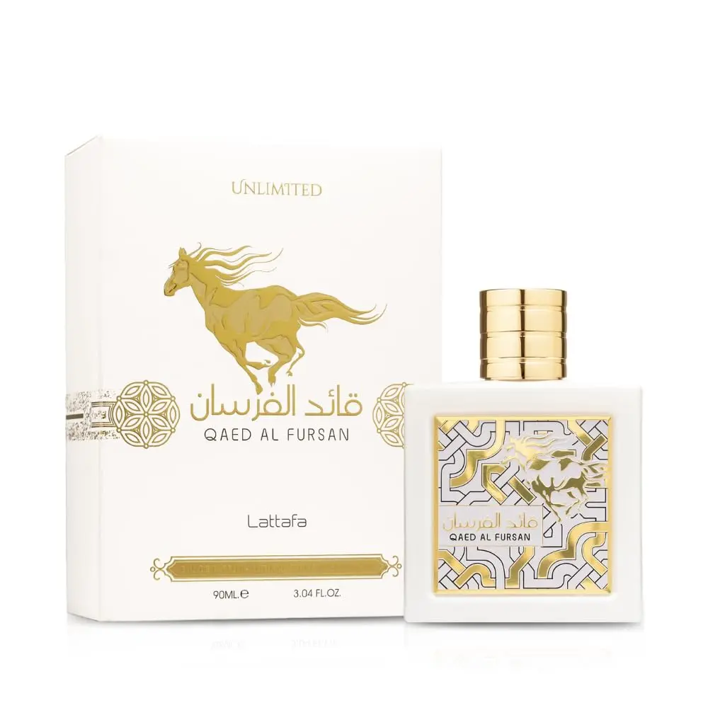 Lattafa Qaed Al Fursan Unlimited Eau de Parfum - 3.04 oz Single Item Unisex Ambery-Woody Fragrance with Tropical Pineapple, Coconut Notes for Adults, Fragrances, Liquid, Amber Leather, Edp Fragranced Perfume