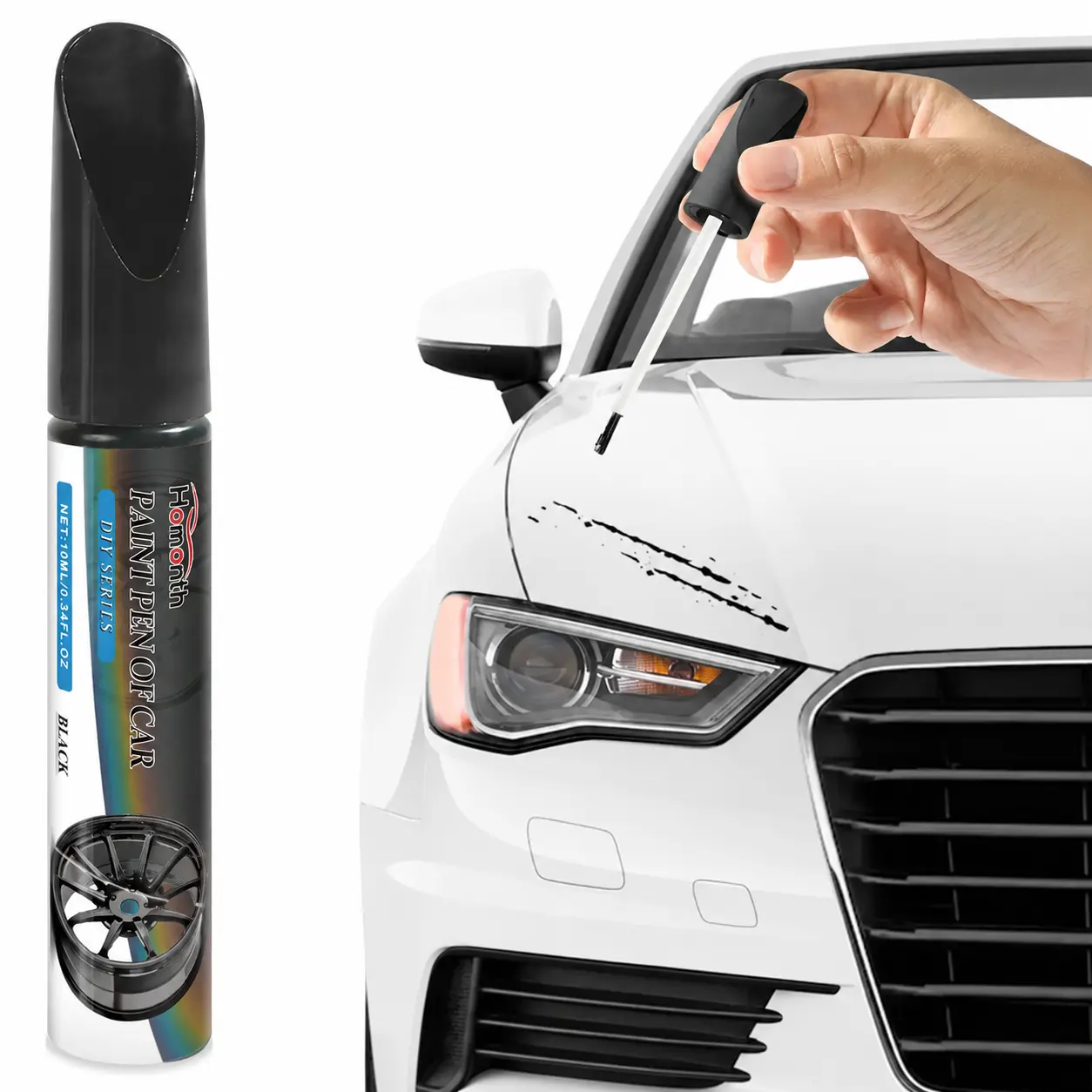 Black Car Scratch Repair Pen for Cars, Black Touch Up Paint, Auto Paint Scratch Remover, Vehicle Paint Chip Repair, Wheel Rim Scratch Fix, Deep Scratch Filler, DIY Car Detailing Kit, Automotive Accessories