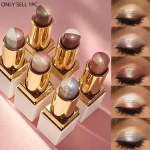 Two color pearlescent eye shadow stick, naturally shiny, waterproof, sweat resistant, easy to apply long-lasting eye makeup, Glitter Eyeshadow Stick, Shimmer Eyeshadow Stick