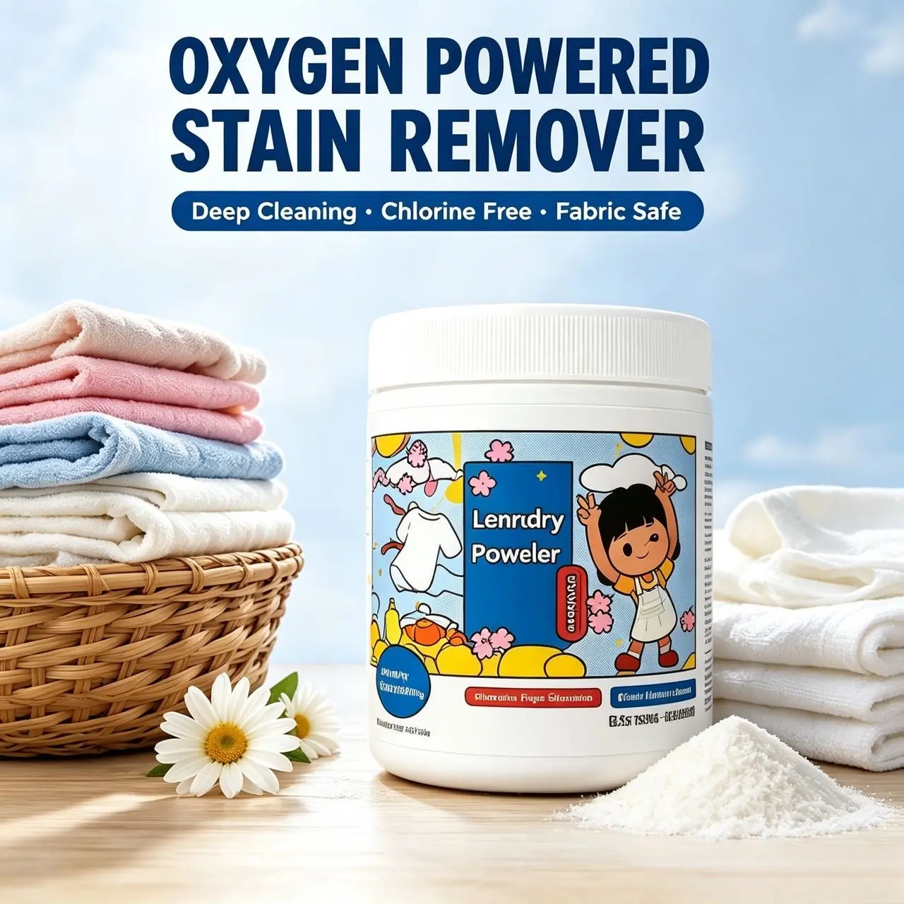 500g High-Concentrated Fabric Stain Remover Powder, Chlorine-Free All-Purpose Cleaner for Clothes, Safe on Everyday Fabrics, Removes Milk, Sweat, Oil & Dirt Stains, Laundry Booster Powder for White & Colored Clothes, Concentrated Laundry Cleaning Powder