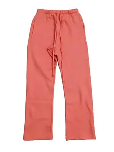 Uncuffed Men's Sweatpants Coral Color Joggers Relaxed Oversized Fit Design Unisex Athletic Casua Lounge Pants with Pockets, Soft Fleece Home Pants with Drawstring