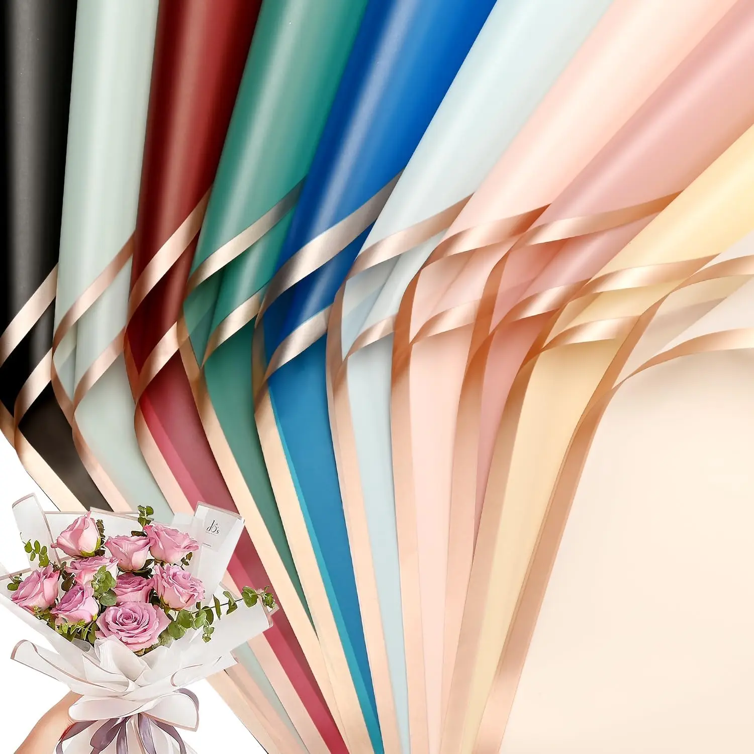 30 Sheets 10colors Flower Bouquet Wrapping Paper,Florist Supplies Waterproof Floral Bouquet Wrapping Paper Bouquet Accessorie,Flower Shop Packaging Pape for DIY Gift Wedding Birthday,