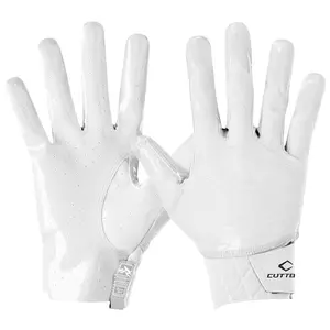 Cutters Rev Pro 5.0 White Football Receiver Gloves - Air C-TACK Grip, Lightweight, Breathable, All-Weather Performance, SFIA Certified