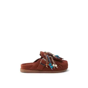 ABEILLE-BROWN TASSEL FLAT MULE
