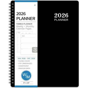 2026 Planner - 8" x 10", Planner Weekly and Monthly 2026, from JAN to DEC 2026,  Paper, -wire Binding, Check Box, Coated Monthly Tabs, for Productive Life