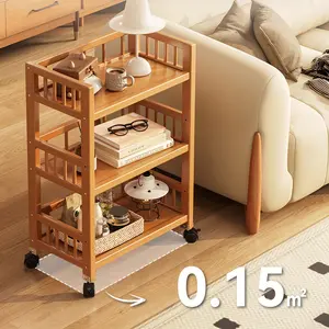 Bamboo Rolling Kitchen Sideboard Cart, with Drawers and Shelves - Multifunctional Wheeled Storage Box, Lockable, Convenient to Move, Perfect for Home Decoration and Portable Bar, Portable Bar Station | Country Home Accessories | Organiser Racks