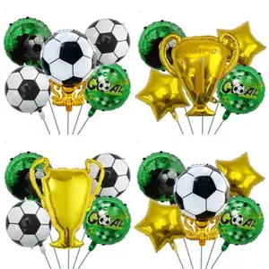 5pcs Football World Cup Theme Birthday Party Decorations, Trophy Shape Balloons, Party Supplies, Aluminum Foil Balloon Set