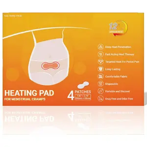 Heat Patches for Menstrual Cramp, 4 Count Adhesive Heating Patches for Period Cramps & Backache Soothe, Discreet, Portable & Disposable Heat Pads, Up to 12 Hours