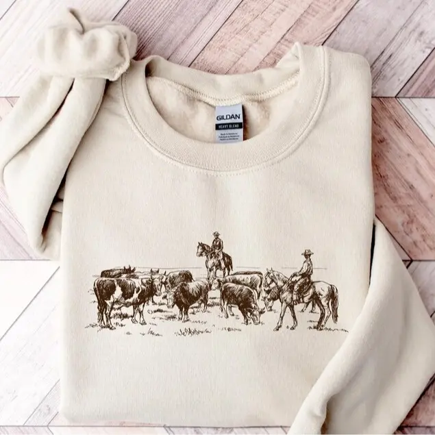 Cowboy Rodeo Vintage Sweatshirt Western Horse Sweater Unisex Cowboy Outfit Gift Idea