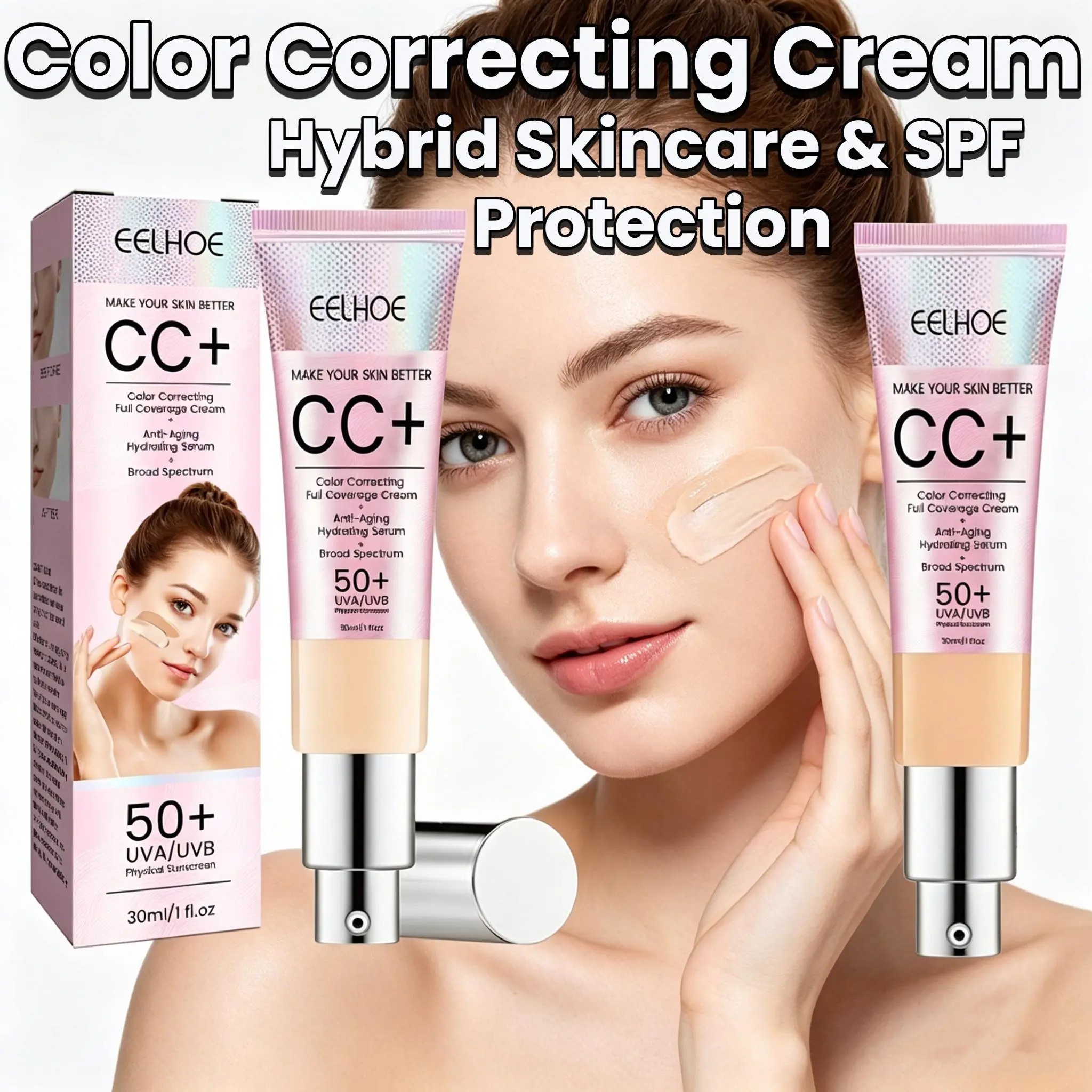 Barrier Support CC Cream SPF 50 Broad Spectrum Skin Brightening Makeup Primer Redness Control Base Long-lasting Face Makeup