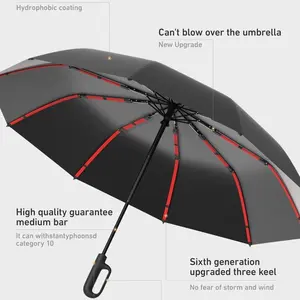 Automatic Folding Umbrella, 1pc Portable Rain Umbrella with Loop Buckle, Windproof Umbrella for Men & Women, Outdoor Umbrella, Rainproof Umbrella, Foldable Rainproof Umbrella
