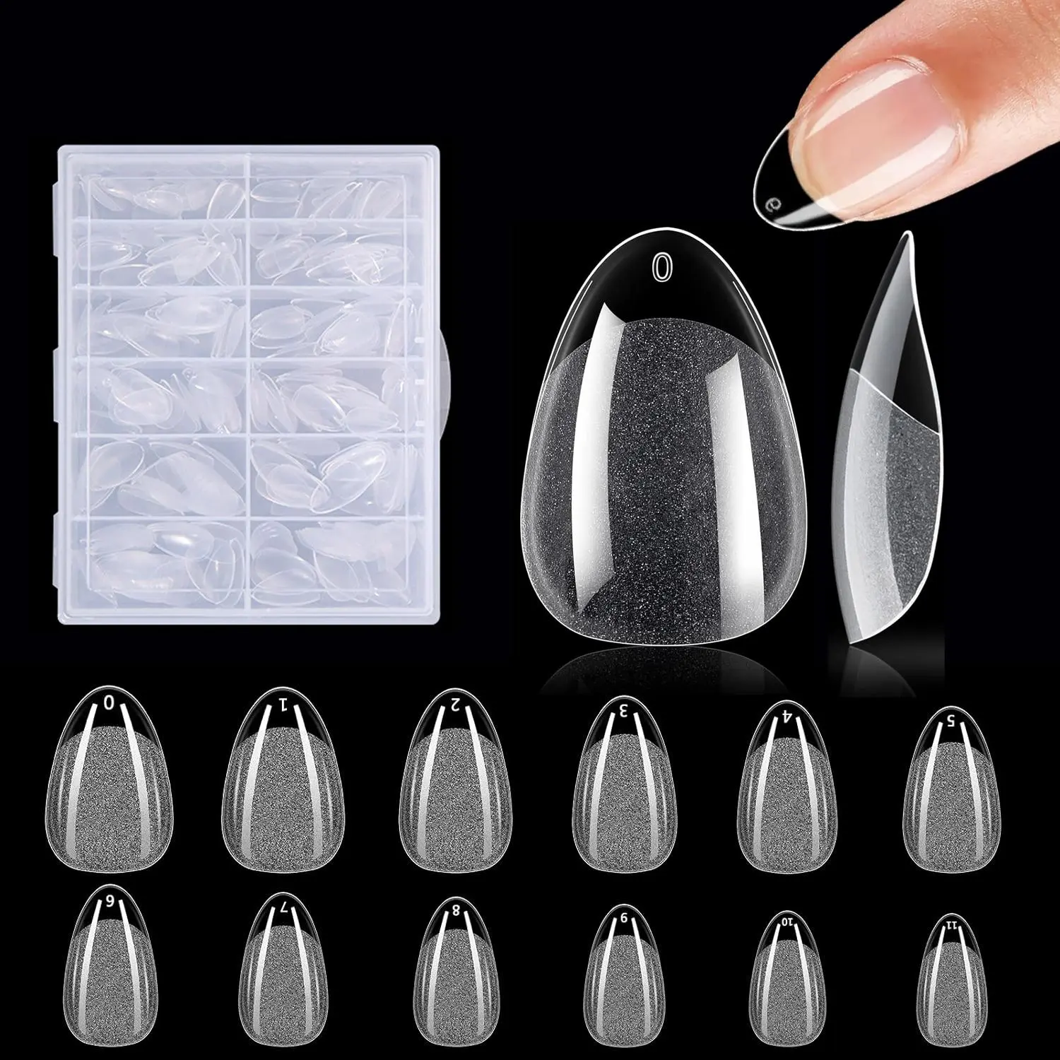 Short Almond Full Cover Fake Nail with Box, 240pcs Transparent Press on Nails Kit, Acrylic Nail Kit, DIY Manicure Supplies, DIY Nails Art, Almond Shape Nails, Decorative Nails, Removable False Nails, Nail Art Products