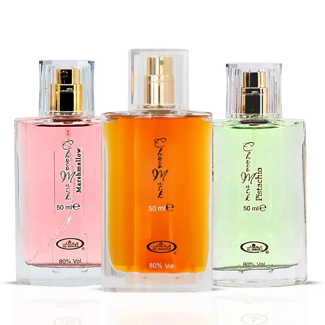 Choco Musk Bundle - Original + Marshmallow + Pistachio Eau de Parfum Spray – , 50 ml Each Sweet Gourmand Vanilla Amber Unisex Cologne Perfume Set