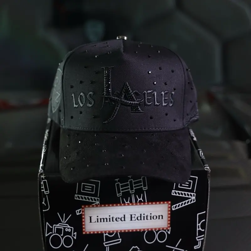 LA Blacked Out Limited Edition Cap with "Los Angeles" Embroidery and Rhinestones