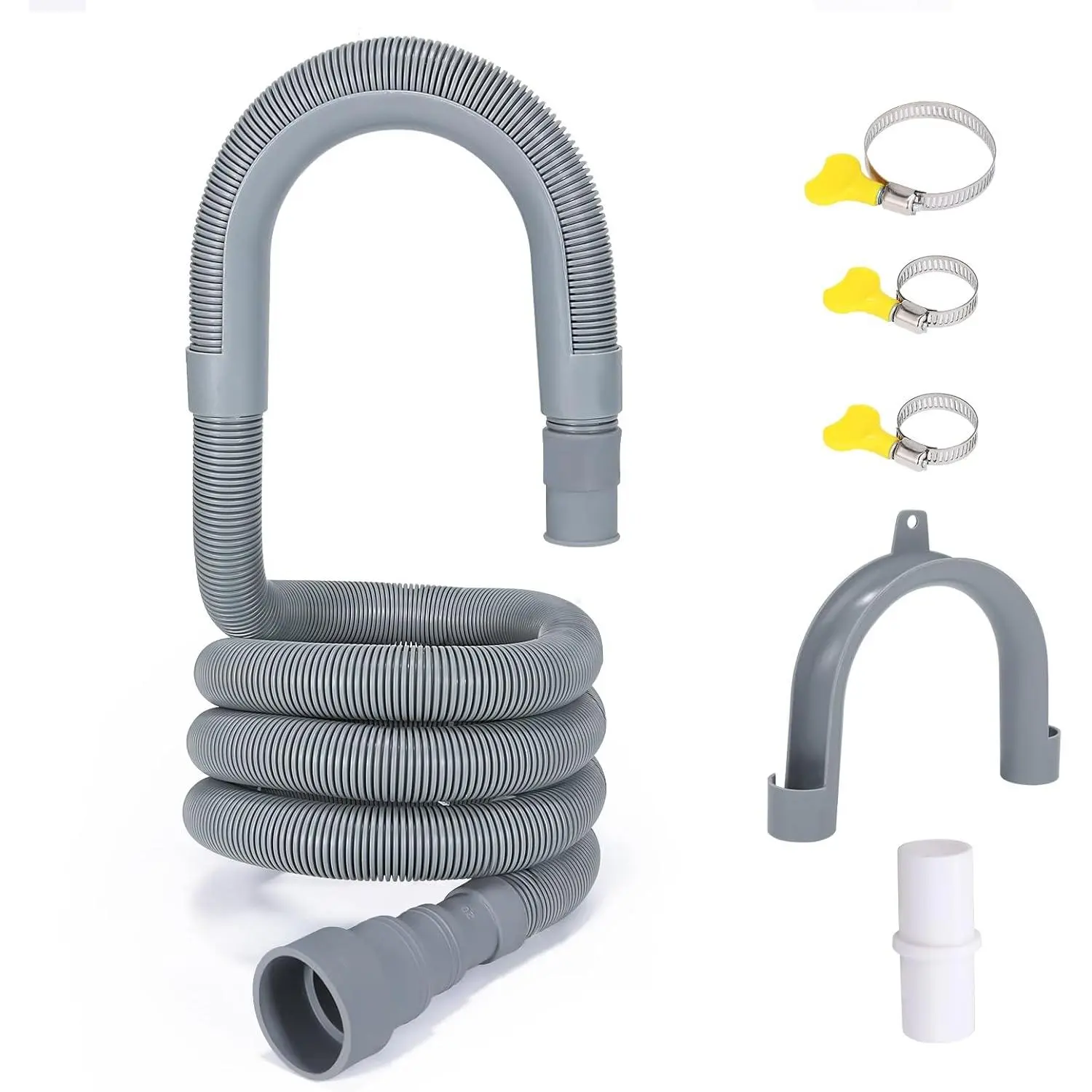 PinkCross 6 count - 6.5FT Universal Washing Machine Drain Hose Extension, Flexible Washer & Dishwasher Hose, Portable Sink & Dehumidifier Pipe, Corrugated Plastic Hose with Clamp