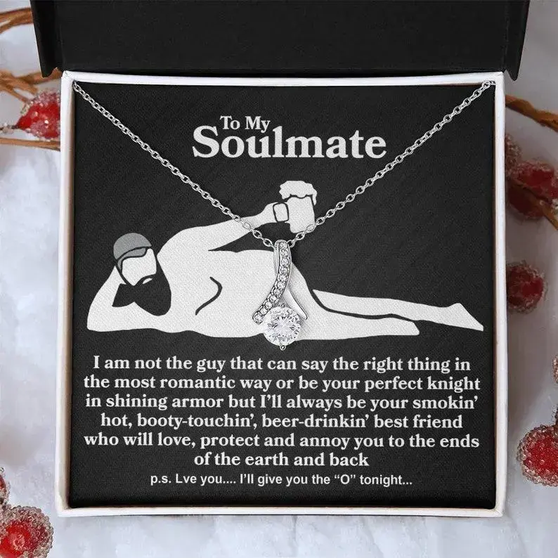 To My Soulmate Necklace, Wife Necklace, Wife Gifts, Anniversary Gift For Wife, Wife Birthday Gift, Gift for Wife, Mothers Day Gifts for Wife, Wedding Anniversary Romantic Gifts for Her.No cardGift