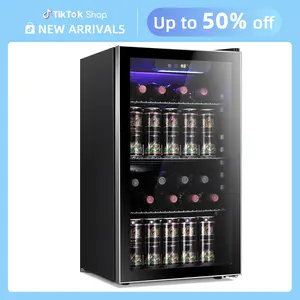 Antarctic Star Beverage Refrigerator Cooler 0.64-4.5Cu.ft 24-145 Can Wine Cooler Cabinet Mini Wine Cellar Beer Soda Clear Glass Door Bar Fridge Quiet Compressor Adjustable Temp Freestanding Indoor Use for Home Office Bar Freezer Box Durable