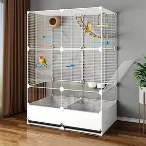 Big Flight Bird Cage, Black Parakeet Cages with Rolling Stand & Wheels, Wide Birdcage for Parrots Cockatiels Conure Budgie Canary Finch Lovebird, Tray